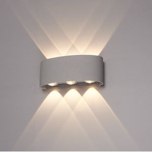 Tulsa dimbare LED wandlamp - Up & Down light - IP54 -  6 watt - 3000K warm wit - Binnen en buiten - 3 jaar garantie - Grijs