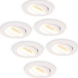 Set van 6 Dimbare LED inbouwspot Sierra ultra dun wit 5 Watt 3 CCT IP65 360° kantelbaar