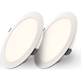 Set van 2 Georgia LED platte Inbouwspots wit - inbouwdiepte 25mm - 18W 1820lm - Rond - 2700K warm Wit - Ø220 mm - IP20 voor binnen