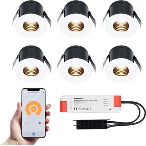 6x Betty witte Smart LED Inbouwspots complete set - Wifi & Bluetooth - 12V - 3 Watt - 2700K warm wit