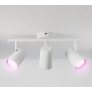 Riga Smart LED Plafondlamp 3 spots Wit - Draaibaar en Dimbaar - 3 lichts - GU10 RGBWW - Plafondspot woonkamer en gang - Opbouwspot verlichting - Google Home & Amazon Alexa