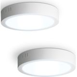 Set van 2 Indiana opbouwspots rond - 12 Watt 1160 Lumen - Wit - 6500K daglicht wit- LED downlight - IP20 stofdicht - 160mm