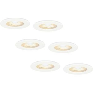 6x Nola dimbare LED inbouwspot - Wit- Lage inbouwdiepte 49mm - 5 Watt - 2700K warm licht - IP65 voor binnen en buiten