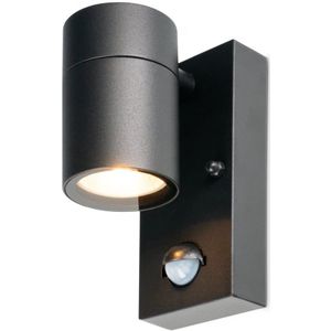 Mason wandlamp - Zwart - Bewegingsmelder en schemerschakelaar - IP44 spatwaterdicht - Spotlight voor binnen en buiten - Exclusief GU10 lichtbron