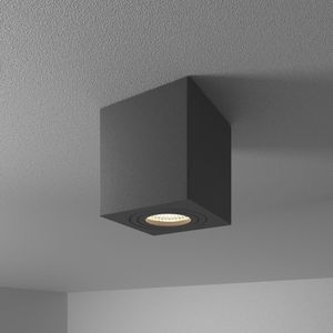 Gibbon LED opbouw plafondspot - Vierkant - IP65 waterdicht - 4000K Neutraal wit lichtkleur GU10 - Plafondlamp geschikt voor badkamer - Zwart
