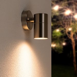 Wandlamp Mason - IP44 Spatwaterdicht - Muurlamp voor binnen en buiten - Incl. 2700K warm witte GU10 spot - Dimbaar - Industriële wandlamp - Roestvrij staal