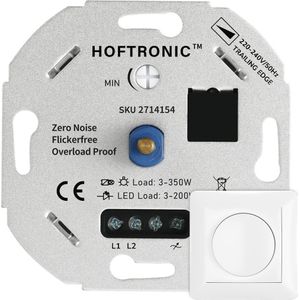 LED dimmer - 3-200 watt - Geschikt voor fase afsnijding - Universeel - Incl. wit afdekraam en draaiknop