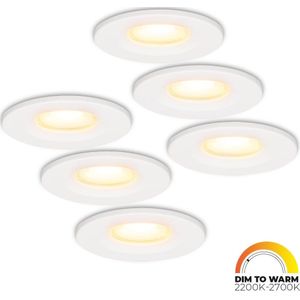 Set van 6 stuks dimbare LED inbouwspot wit Venezia 6 Watt 2200-2700K IP65 - Dim to warm