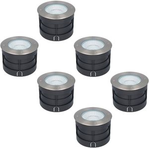 6x Sonnie LED Grondspot RVS - Rond - 4000K  Neutraal wit - 20 Watt - IP67 waterdicht voor buiten - 3 jaar garantie