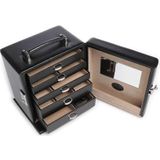 Merino - Sieradendoosje - Met Scharnieren - 1 Spiegel - 2 Tabbladen - 22 Vakjes