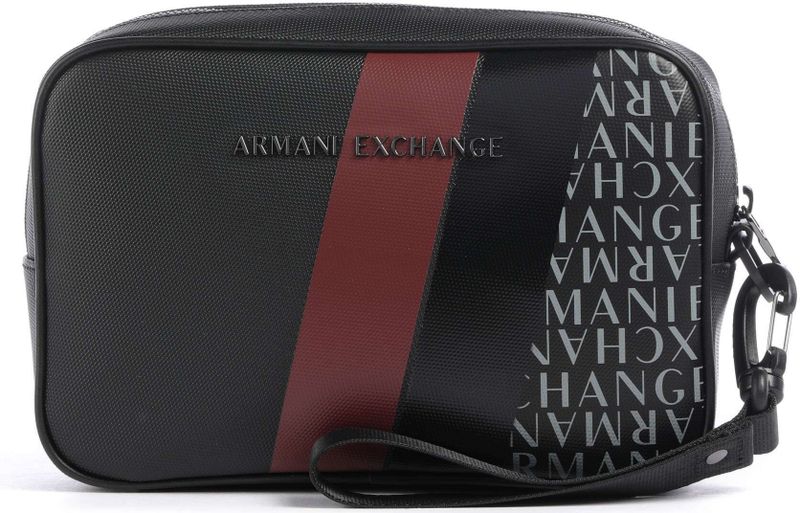 Armani Exchange - Toilettas - Zwart - Heren - 15 x 23 x 6 cm - 100% Polyester