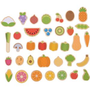 Houten groente en fruit magneten