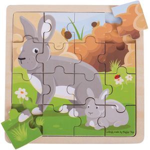 Houten puzzel konijn en lamprei