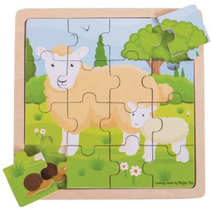 Houten puzzel schaap en lam