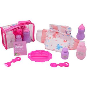 Johntoy Verzorgset Baby Rose - Meisjes - 15x10 cm - Roze - 8-delig