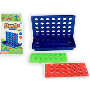Bingo Vier op een rij Reisspel - Compact formaat - Kunststof - Groen/Rood - Geschikt voor kinderen en volwassenen