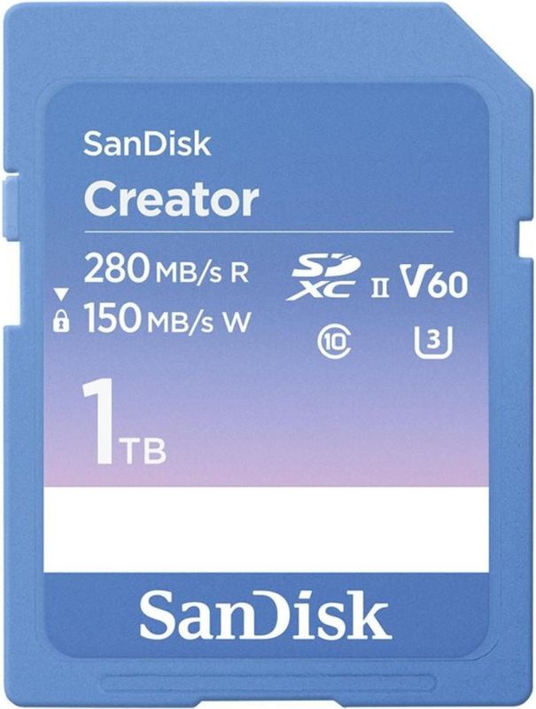 SanDisk - Creator SDXC-kaart - 1 TB - Class 10 - v60 Video Speed Class - UHS-II U3