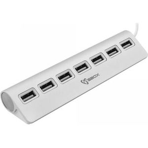 Sbox 7-poorts USB HUB H-207 (USB-A, 7 ports), Docking station + USB-hub, Zilver