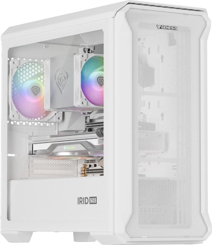 Genesis - Irid 503 - PC-behuizing - Wit - Mini Tower - Transparante Behuizing