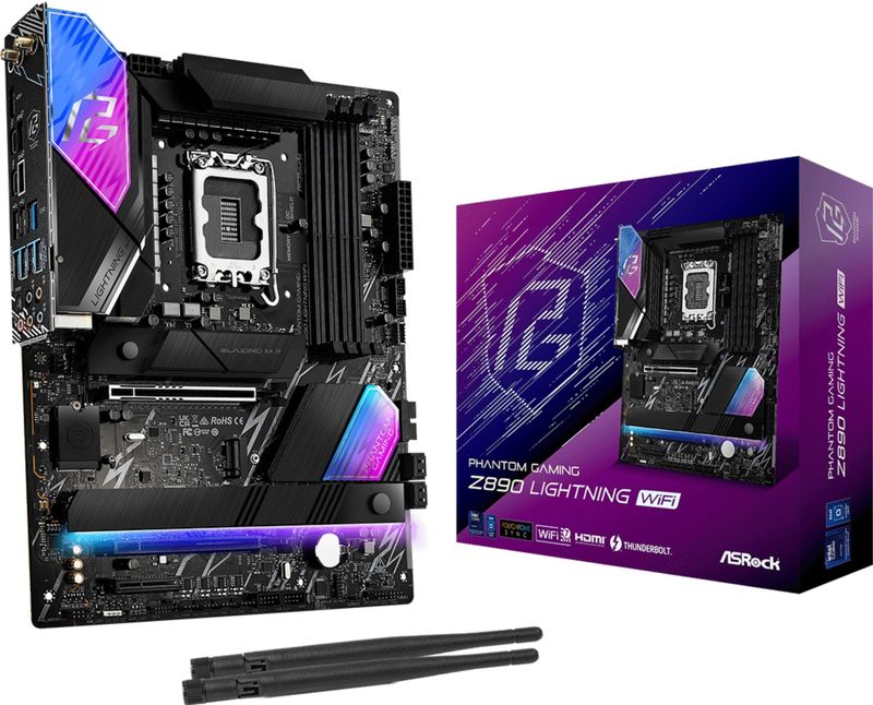 Asrock - Z890 Lightning - Moederbord - Wit - ATX - DDR5 Ondersteuning