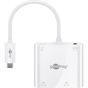 Goobay Goobay USB-C™ Multiport Adapter HDMI™+VGA+PD 100 W, 1 st. in polyzak, Wit (HDMI), Data + Video Adapter, Wit