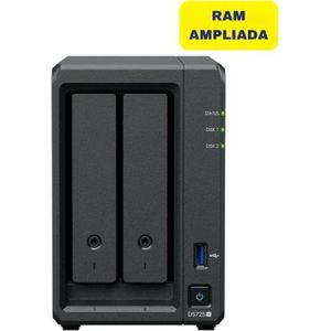 Synology NAS-Netzwerk-Speicher DS725+/16G Schwarz Quad Core, Netwerkopslag, Zwart