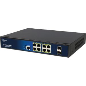 Allnet Volledig beheerde Layer2+ 10-poorts switch &bull 8x GbE &bull PoE-budget 130W &bull 8x PoE bij &bull (10 ports), Netwerkschakelaar, Zwart