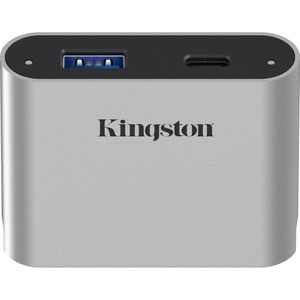 Kingston - Workflow Station - Kaartlezer - Zilver - USB-C & USB-A, 2 Havens, USB 3.2 Gen1
