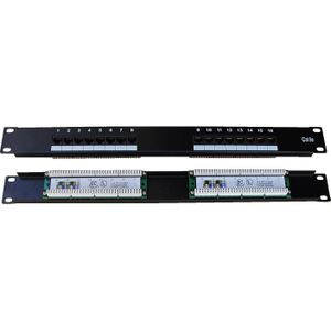 Datacom Patchpaneel 16p, UTP, Cat5e, 1U, 19", LSA-kroon, Server accessoires, Zwart