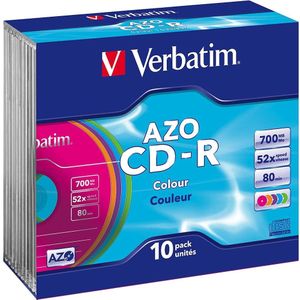 Verbatim CD-R AZO Colours 700MB - 10 Stuks Slimcase