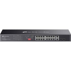 TP-Link Omada 18-Poorts Gigabit Rackmount Switch Met 16-Poorts Poe Poort: 1 (18 ports), Netwerkschakelaar, Zwart