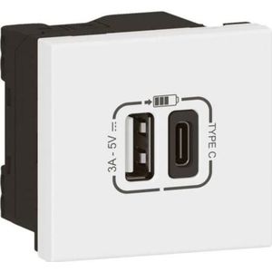 Legrand, Stopcontacten, Mozaïek USB-link oplader Type A+C 3.0A 15W 2M hvid