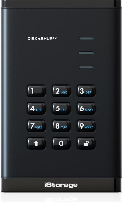 iStorage - diskAshur3 - Externe Harde Schijf - 4TB - Zwart - USB - 256-bit
