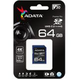 Adata - Premier Pro - Flashgeheugenkaart - Blauw - 64 GB - SDXC U3 UHS-I