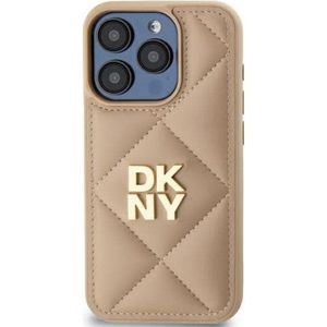 DKNY DKHCP14LPQDSLE iPhone 14 Pro 6,1" beżowy/beige Quilted Stack Logo, Mobiele telefoonketen, Beige