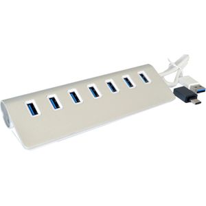 EXSYS EX-1137 USB 3.0 Hub - Zilver - Met 7 Poorten - Compact