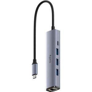 Cudy - UH605 - USB-C Hub - Grijs - 5-in-1 met Gigabit LAN en 3x USB-A 3.0