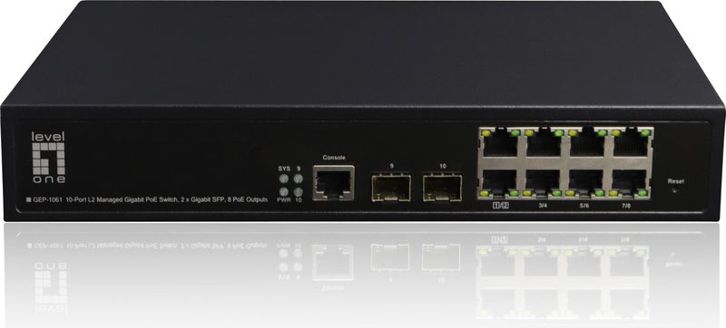 LevelOne GEP-1061 netwerk-switch Managed L2 Gigabit Ethernet (10/100/1000) Power over Ethernet (PoE) Zwart