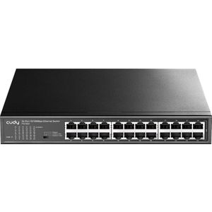 Cudy - 24-Port Switch - 10/100 Mbps - Metalen Behuizing - Robuust en Duurzaam