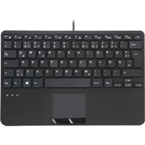Perixx PERIBOARD-525 DE B, Kabelgebundene Mini-USB-Tastatur mit Touchpad, Scherentasten, 2 integrierte U... (NL, Bedraad), Toetsenbord, Zwart