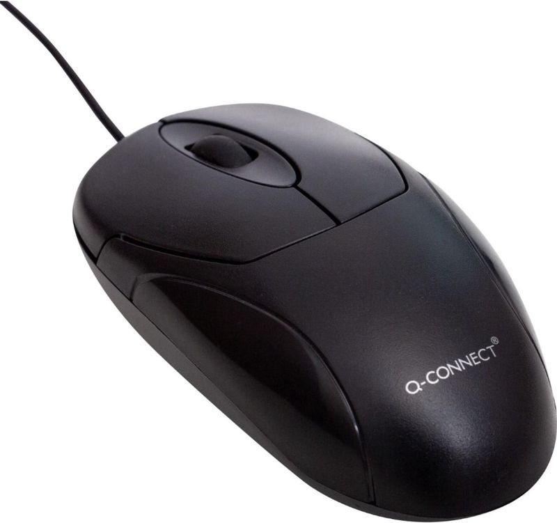 Q-Connect KF04368 - Muis - Zwart - Bedraad - USB-aansluiting - 3-knops