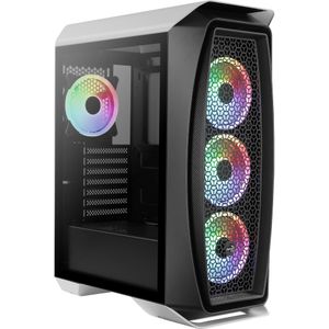 Computer Case - Mesh Frontpaneel - Zwart - Gehard Glas - Inclusief 4 ARGB Fans