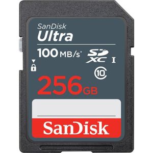 SanDisk Ultra (SDXC, 256 GB, U1, UHS-I), Geheugenkaart, Zwart