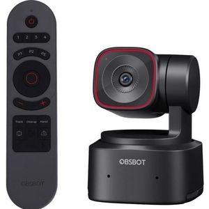 Obsbot Tiny 2 Lite Remote Combo PTZ Webcam, Webcam, Zwart