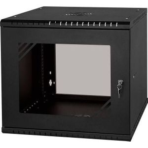 Stalflex Rack Cabinet 19" 9U Glass Door Zwart RC19-9U-450GB (9 HE, 19 inch rek), Serverkast, Zwart