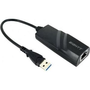 Eightt adapter usb 3.0 a rj-45 (USB-C, RJ45/LAN (1x)), Netwerkadapter, Zwart