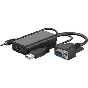 Goobay VGA/HDMI adapterkabel (HDMI, 16 cm), Data + Video Adapter, Zwart