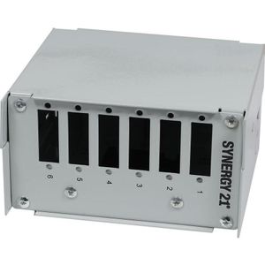 Synergy 21 Glasvezel patchpaneel voor DIN rail, 6xSC duplex/LC quad bussen, zonder couplers, lichtgrijs, Synerg, Server accessoires, Grijs