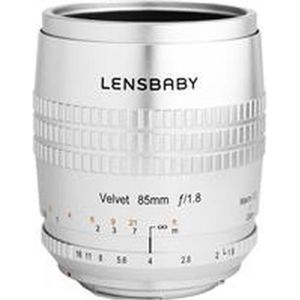 Lensbaby Fluweel 85 zilver Canon RF (Canon RF, Volledig formaat), Objectief, Zilver