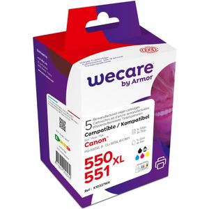 Wecare, Inkt, Multi gereviseerd 550/551 BKCMY PGI550/51 voor Canon PIXMA MG5450 22(4x11ml (M, C, Y, BK)